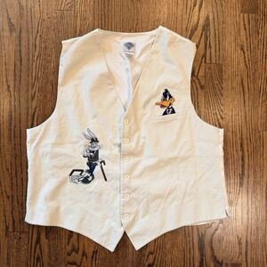 Unisex Bugs Bunny Daffy Duck Vintage Vest Embroidered 1993 Looney Tunes XL